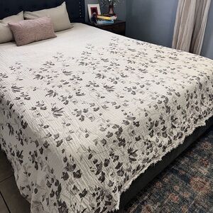 Queen Organic Cotton 2 Side Loom Weave Bedspread Earth Brown Ecru  Bedspread NEW